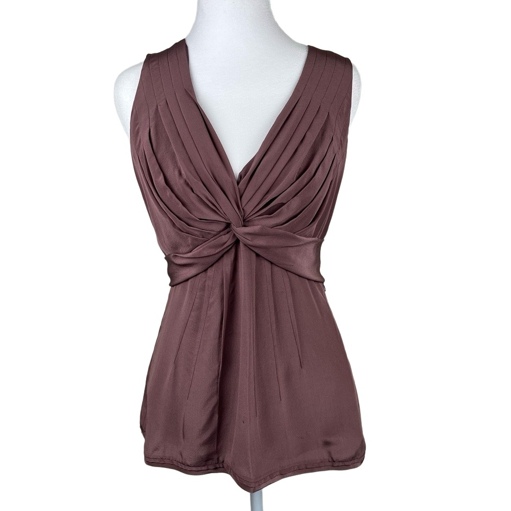 BCBGMAXAZRIA Sleeveless Top Womens XS Mauve Twisted Knot Tie Back‎ Y2K Elegant